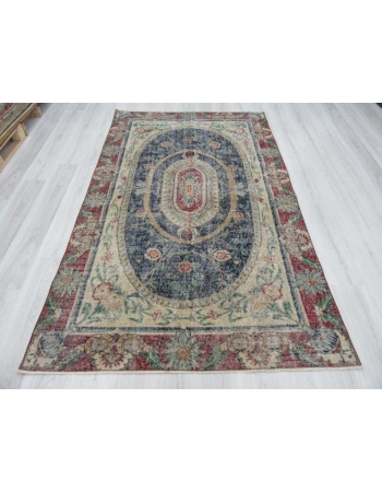 Distressed unique Turkish Oushak rug