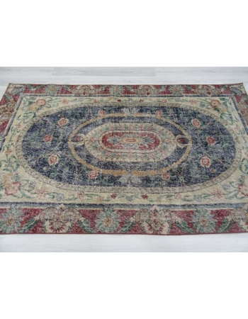 Distressed unique Turkish Oushak rug