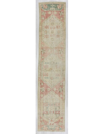 Distressed Turkish Oushak runner rug