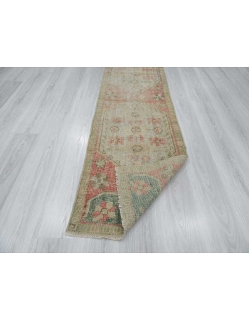 Distressed Turkish Oushak runner rug