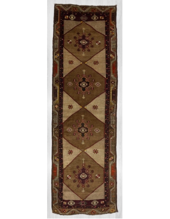 Vintage decorative Turkish runner rug