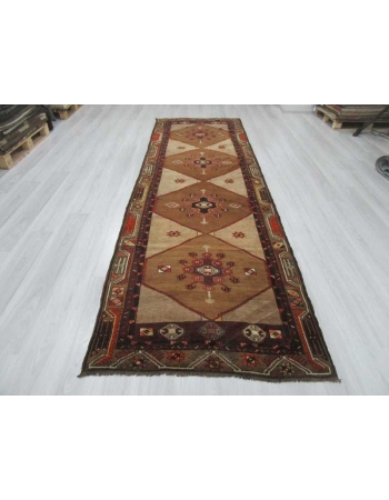 Vintage decorative Turkish runner rug