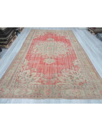 Distressed large Turkish Oushak rug