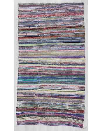 Vintage striped Turkish rag rug