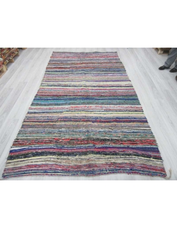 Vintage striped Turkish rag rug