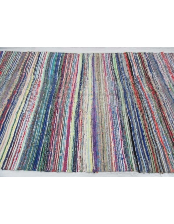 Vintage striped Turkish rag rug