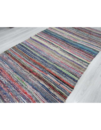 Vintage striped Turkish rag rug