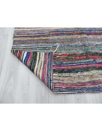 Vintage striped Turkish rag rug