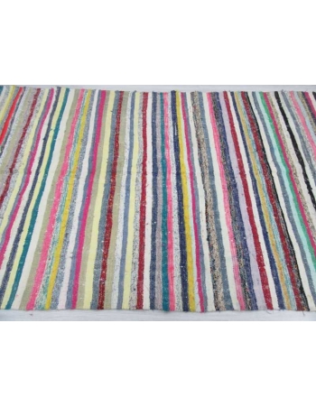 Vintage colorful striped Turkish rag rug