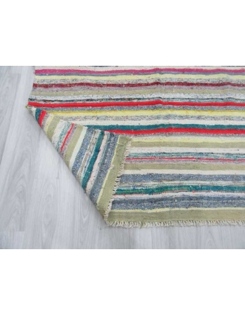 Vintage colorful striped Turkish rag rug