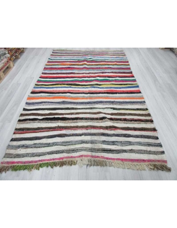 Colorful striped vintage rag rug