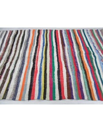 Colorful striped vintage rag rug