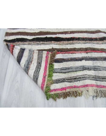 Colorful striped vintage rag rug