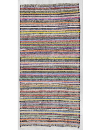 Vintage colorful striped rag rug