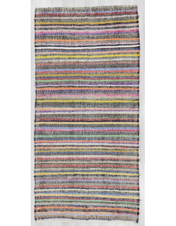 Vintage colorful striped rag rug