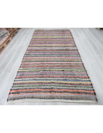 Vintage colorful striped rag rug