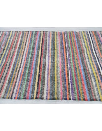 Vintage colorful striped rag rug