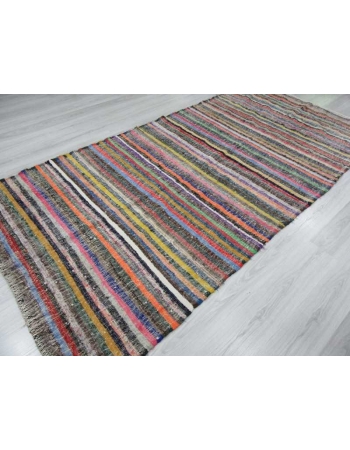 Vintage colorful striped rag rug