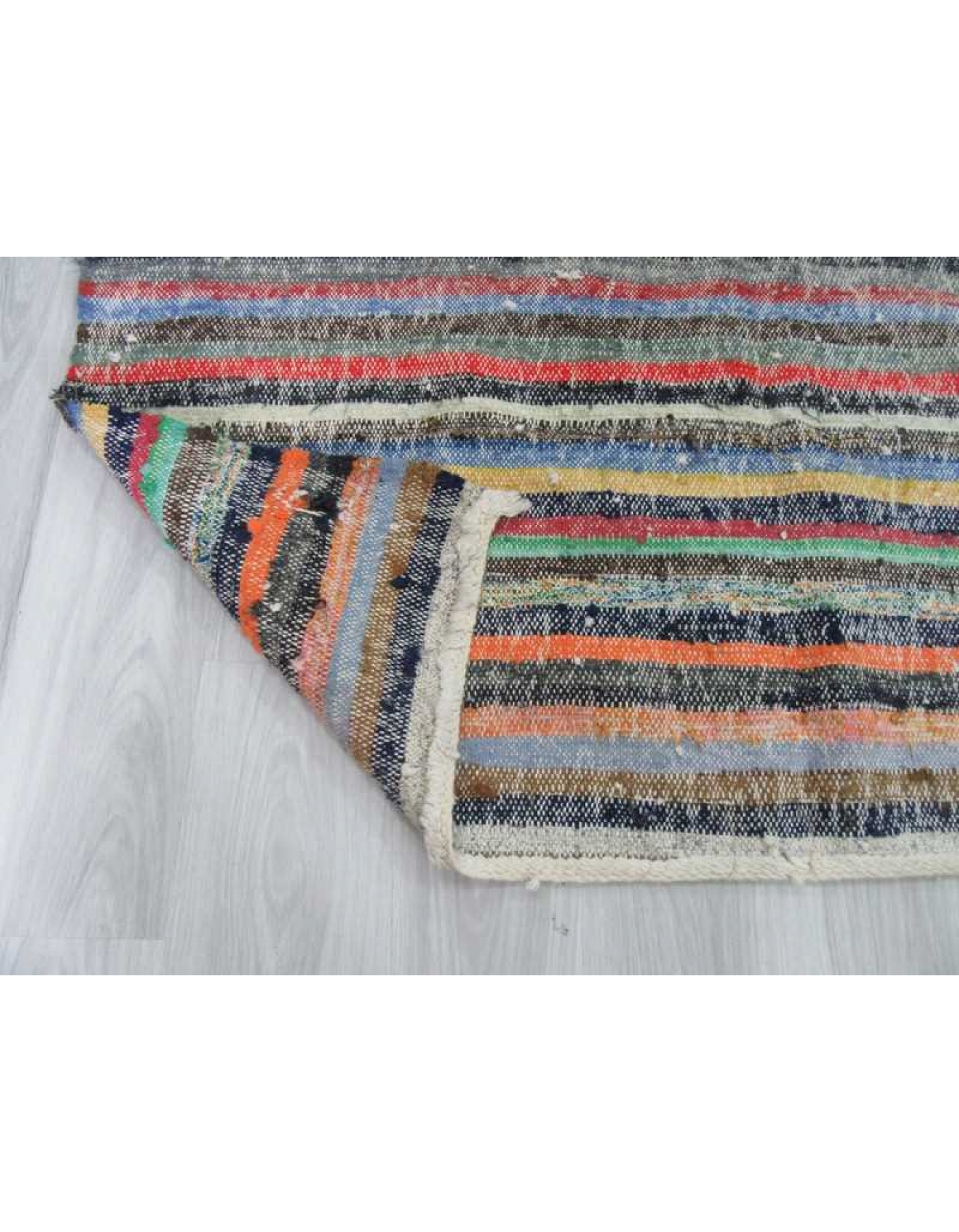 Vintage colorful striped rag rug