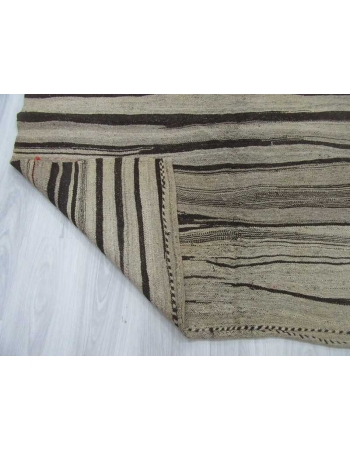 Vintage natural striped Turkish kilim rug