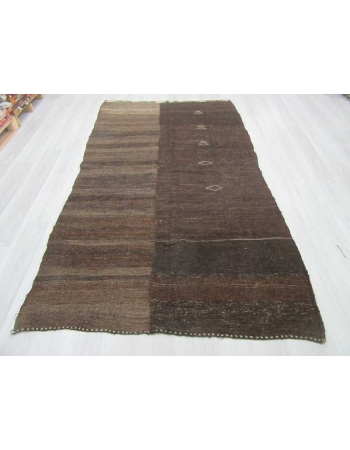 Vintage modern goat hair kilim rug