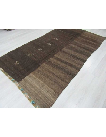 Vintage modern goat hair kilim rug