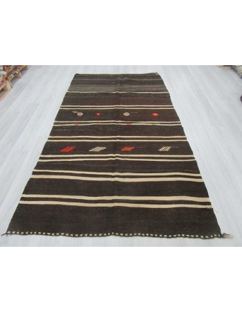 Vintage natural striped kilim rug 45-55 years old.In very good condition