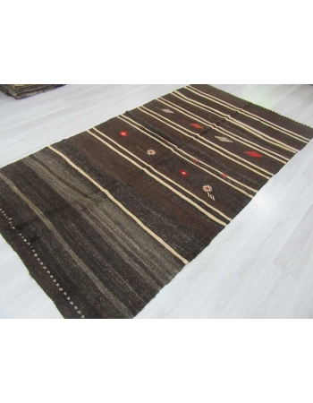 Vintage natural striped kilim rug 45-55 years old.In very good condition