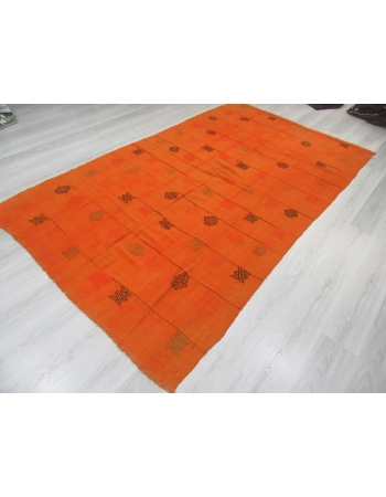 Vintage Turkish orange kilim rug