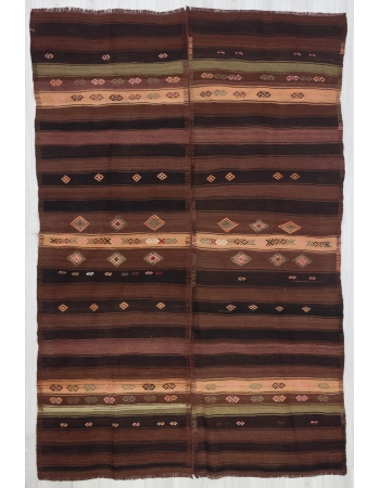 Striped vintage Turkish kilim rug