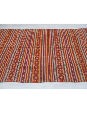 Vintage Striped Turkish Embroidered kilim rug