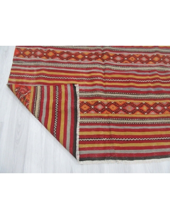 Vintage Striped Turkish Embroidered kilim rug