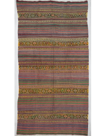 Vintage Turkish Embroidered kilim rug
