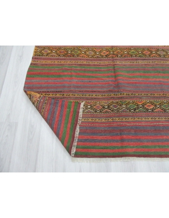 Vintage Turkish Embroidered kilim rug