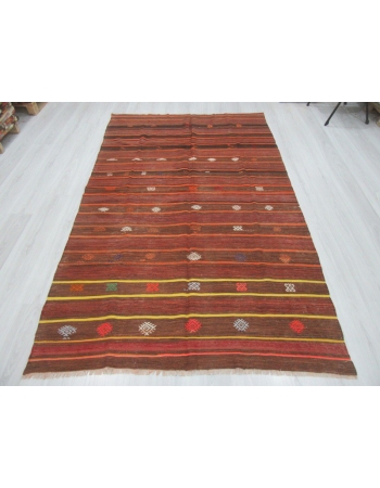 Vintage Striped Turkish kilim rug