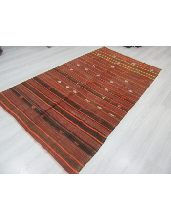 Vintage Striped Turkish kilim rug