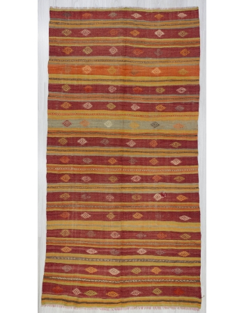 Vintage Striped Turkish kilim rug