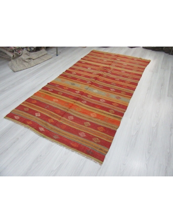 Vintage Striped Turkish kilim rug