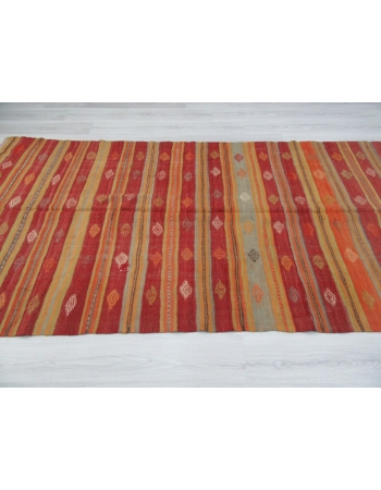 Vintage Striped Turkish kilim rug