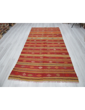 Vintage Striped Turkish kilim rug