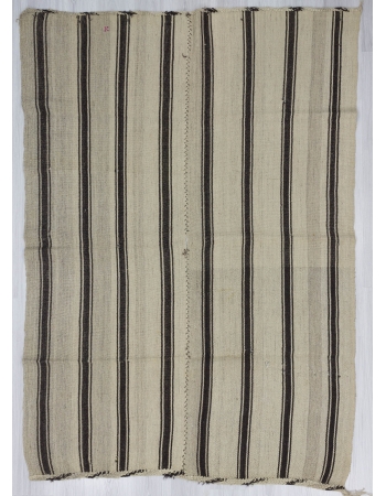 Vintage black striped natural kilim rug