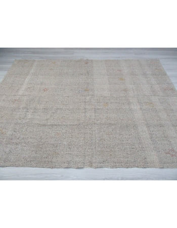 Vintage gray modern Turkish kilim rug