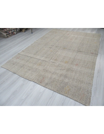 Vintage gray modern Turkish kilim rug