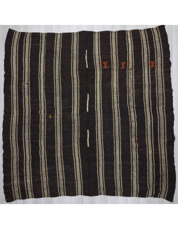 Vintage Black/Gray striped square kilim rug