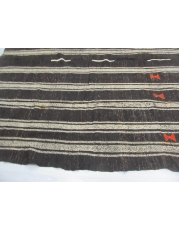 Vintage Black/Gray striped square kilim rug
