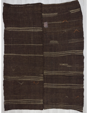 Vintage striped brown unique kilim rug