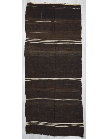 Vintage White striped brown unique kilim rug