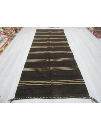 Vintage striped brown kilim rug