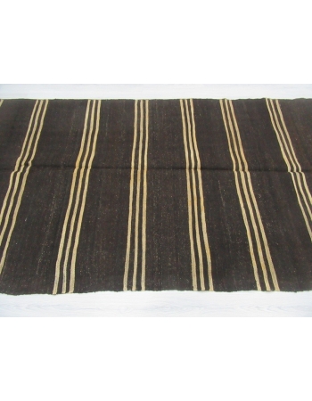 Vintage striped brown kilim rug