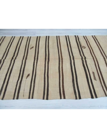 Brown striped vintage natural kilim rug